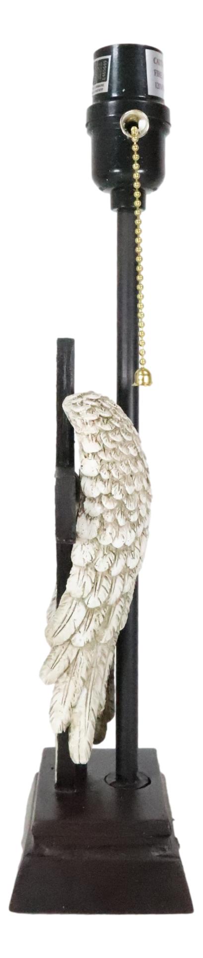 Country Rustic Western Old Faithful American Flag Silver Angel Wings Table Lamp - Ebros Gift