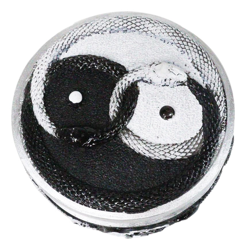 Spiritual Harmony Black And White Coiled Yin Yang Snake Small Trinket Box 4"D