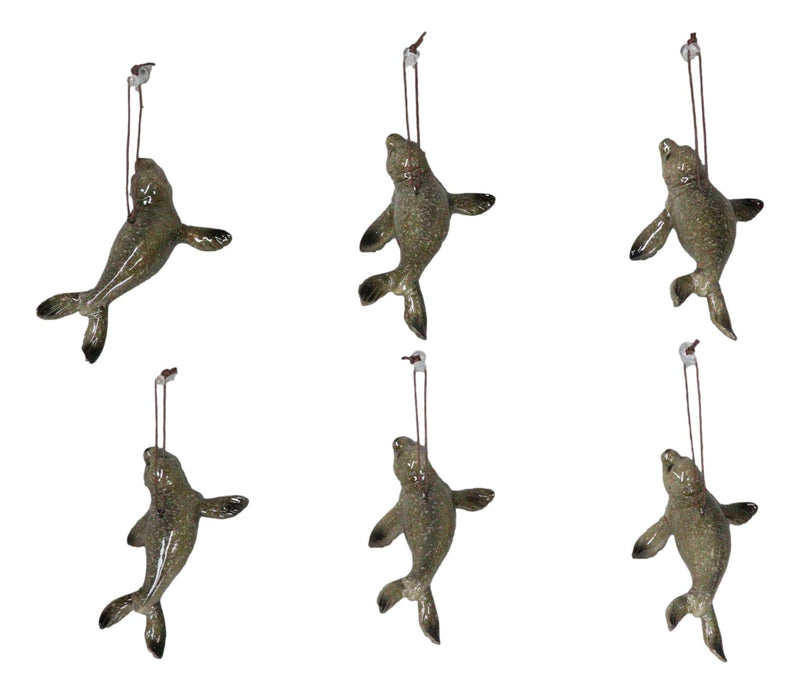 Set Of 6 Nautical Sea Grey Seals Ocean Marine Wall Decor Tree Ornaments