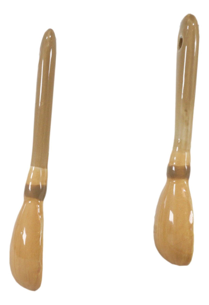 Witchcraft Witch Broomsticks Glossy Ceramic Tea Coffee Stirring Spoons Set Of 2