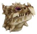 Fossil Dragon Skull Skeleton With Faux Geode Crystal Eyes Incense Burner Box