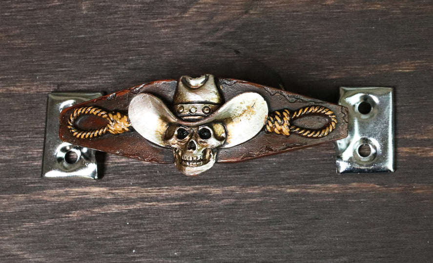 Set of 6 Country Western Cowboy Skull With Gallow Ropes Drawer Handle Bar Pulls