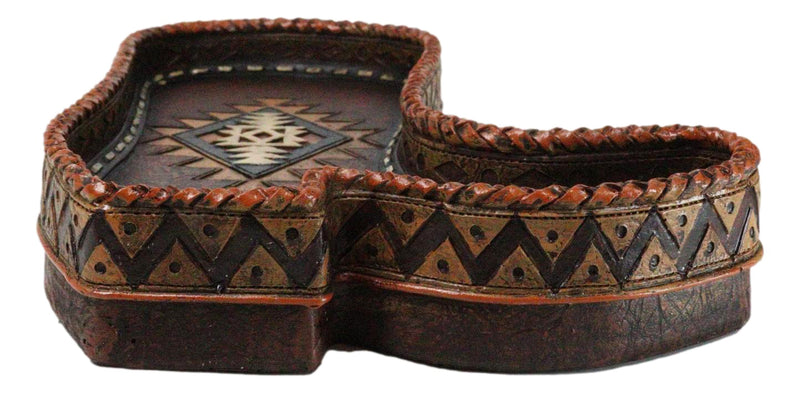 Southwest Rustic Aztec Navajo Diamond Pattern Cowboy Boot Jewelry Coin Dish Tray
