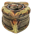 Faux Wood Jesus Fish Ichthys With Fleur De Lis Cross Decorative Trinket Box