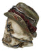 Western Old Wild West Cowboy Skull with Romantic Roses Barbed Wire Hat Figurine