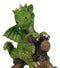 Fantasy Green Wyrmling Baby Dragon Riding A Wooden Log Cavebike Bicycle Figurine