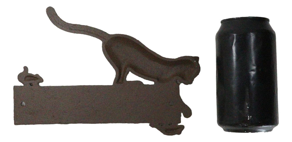Cast Iron Whimsical Hungry Kitty Cat Chasing 2 Mice Wall Decor Welcome Sign
