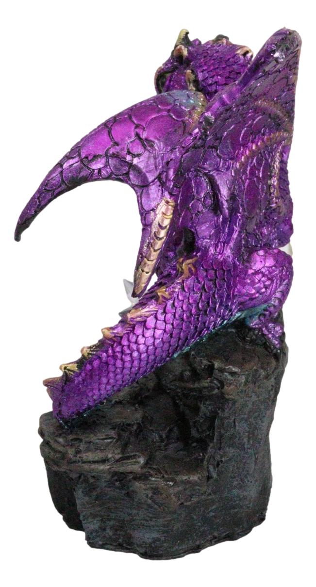 Purple Magenta Spyro Baby Dragon On Faux Geode LED Crystals Rock Figurine