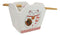 Maneki Neko Lucky Cat Asian Takeout To Go Box Serving Bowl With Chopsticks Set