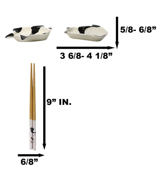 Happy Panda Bears Ceramic Sauce Dishes Chopsticks And Rests Sushi Set For 2