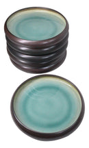 Pack Of 6 Green Midori Kannyu Blue Sky Porcelain Wavy Round Deep Plates 9"D