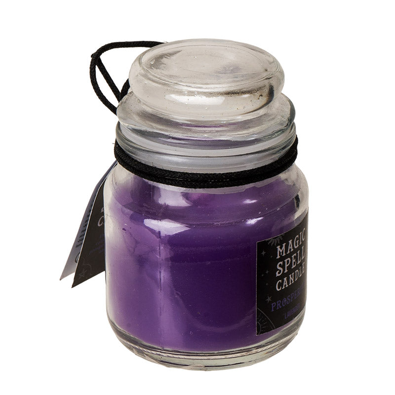 Set of 3 Wicca Halloween Ritual Lavender Prosperity Spell Candle in Glass Jar
