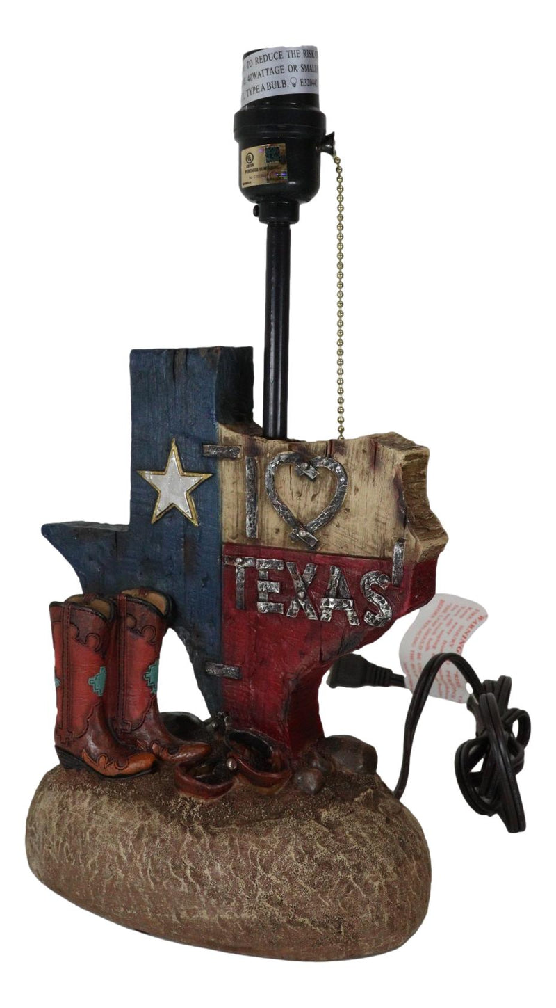 Rustic Western Patriotic I Heart Texas State Map With Cowgirl Boots Table Lamp