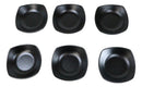 Pack Of 6 Black Silk Melamine Curved Square Appetizer Sides Banchan Plates 4.5"D