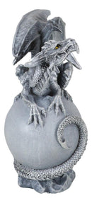 Fantasy Wyrmling White Shadow Ghost Dragon Sleeping On Gray Moon Figurine