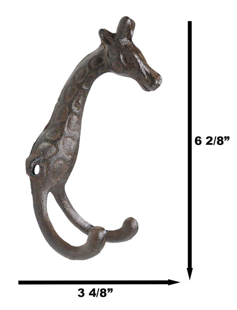 Pack Of 2 Cast Iron Safari Masai Giraffe Head Decor Double Wall Coat Towel Hooks - Ebros Gift