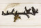 Rustic Cast Iron 2 Lovebirds On Tree Branch Multi Points Wall Hooks 12.5" Long