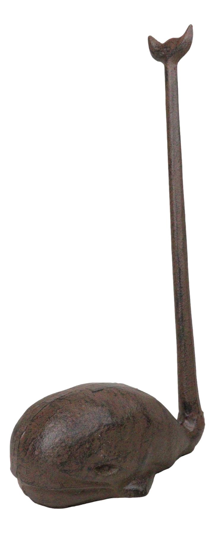 Rustic Cast Iron Marine Sperm Whale With Long Tail Kitchen Paper Towel Holder