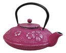 Magenta Ume Plum Blossoms Cast Iron Tetsubin Teapot With Enamel Liner