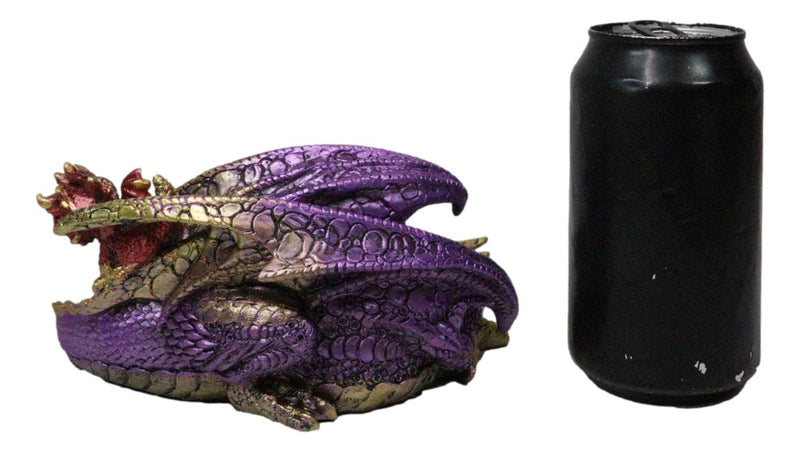 Magic Purple Mother Dragon Protecting Her Colorful Hatchling Babies Figurine