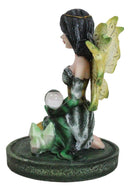 Kneeling Bumblebee Spring Fairy With Crystal Ball On Garden Mini Figurine