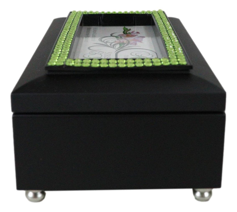 August Month Peridot Birthstone Strength And Integrity Black Musical Trinket Box