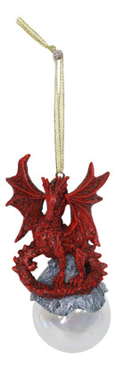 Ruth Thompson Green Tempest Dragon On Pearl Glass Ball Ornament Figurine 5"H