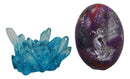 Purple Dragon In Acrylic Glass Egg With Aqua Crystals And LED Lava Rock Bases