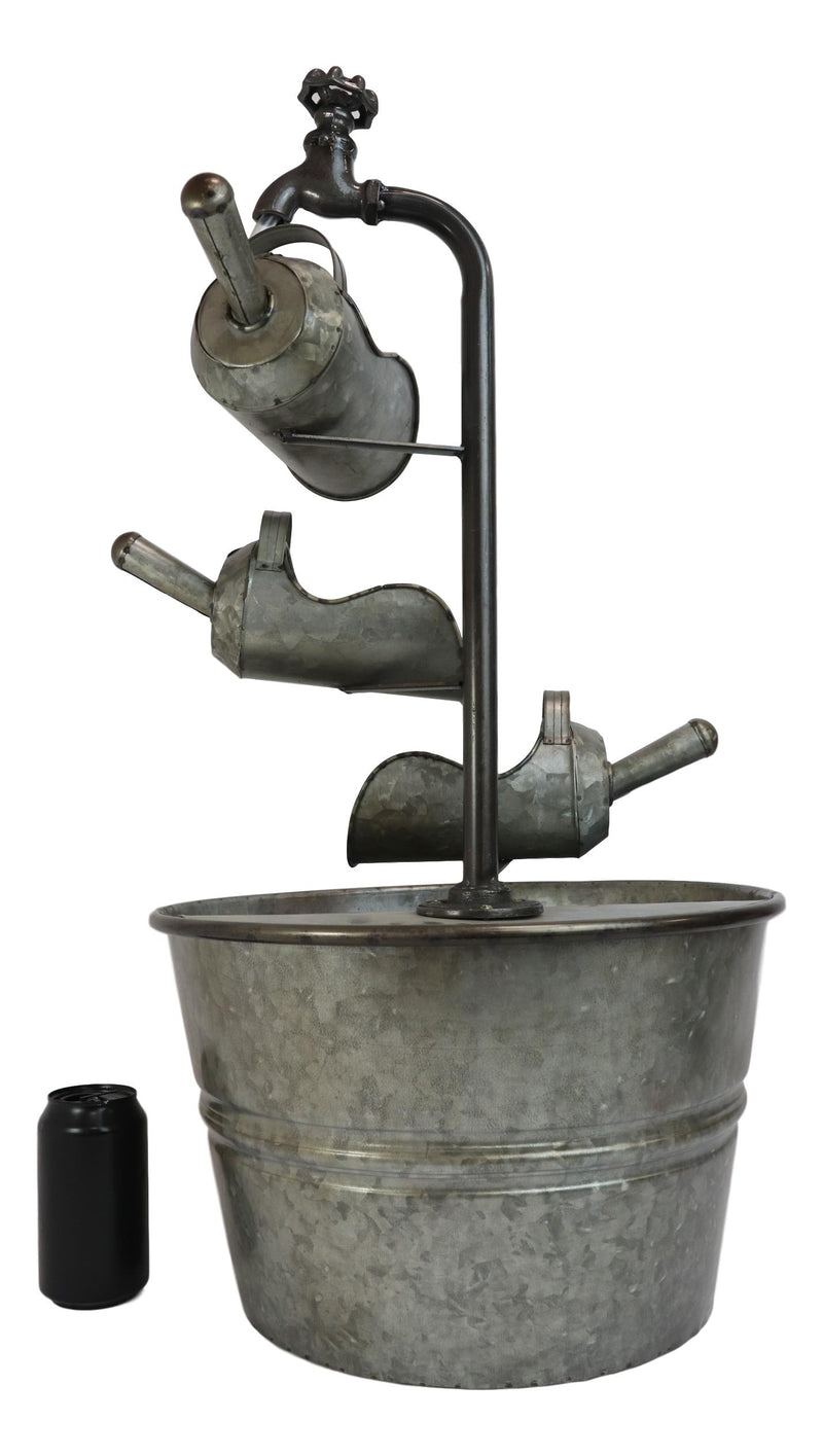 Galvanized Metal Rustic 3 Tier Shovels Cascading Basin Electric Water Fountain