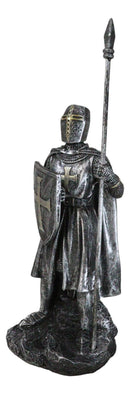 Medieval Suit Of Armor Crusader Knight With Spear Javelin And Shield Figurine