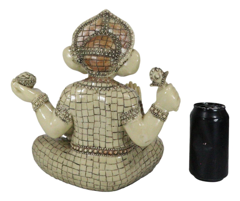 Ebros 11" Tall Hindu Ganesha in Meditation Holding Bowl Conch and Lotus Statue - Ebros Gift