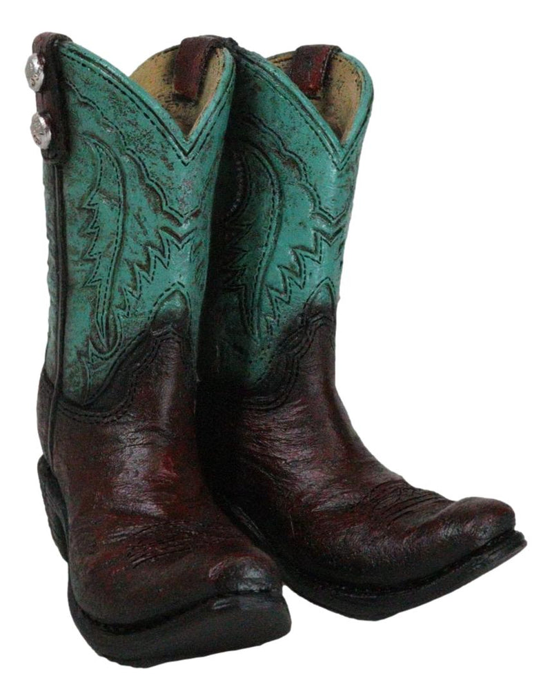 Rustic Western Teal Green Tooled Leather Conchos Cowboy Boots Cell Phone Holder