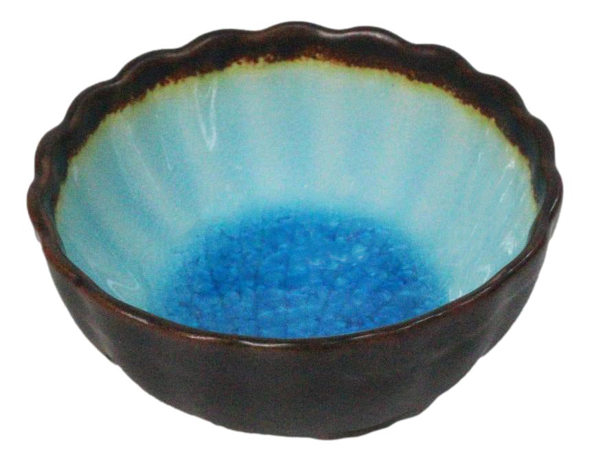 Pack Of 6 Crackle Blue Aozora Kannyu Small Round Appetizer Sauce Kozara Dishes