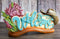 Rustic Western Cowboy Hat Floral Succulents Pastel Blue Welcome Desktop Sign