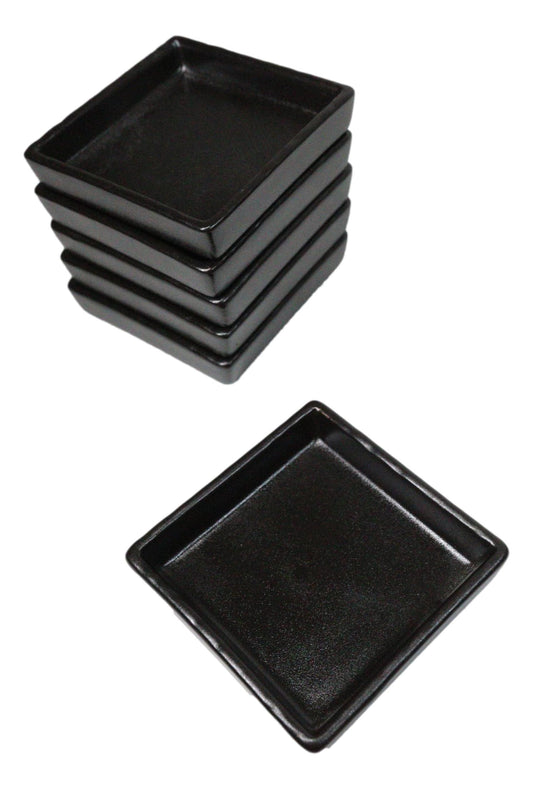 Set Of 6 Kokuyo Black Minimalist Ceramic Square Condiment Sauce Dishes 2oz