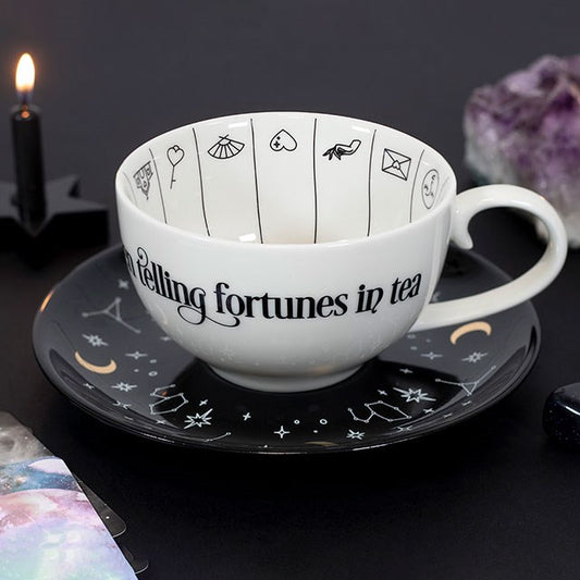 Ebros Fortune Telling Tea Cup and Saucer Set Bone China Tasseography