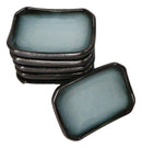 Set Of 6 Seikai Blue Sky & Black Rectangle Porcelain Condiment Sauce Dishes 2oz