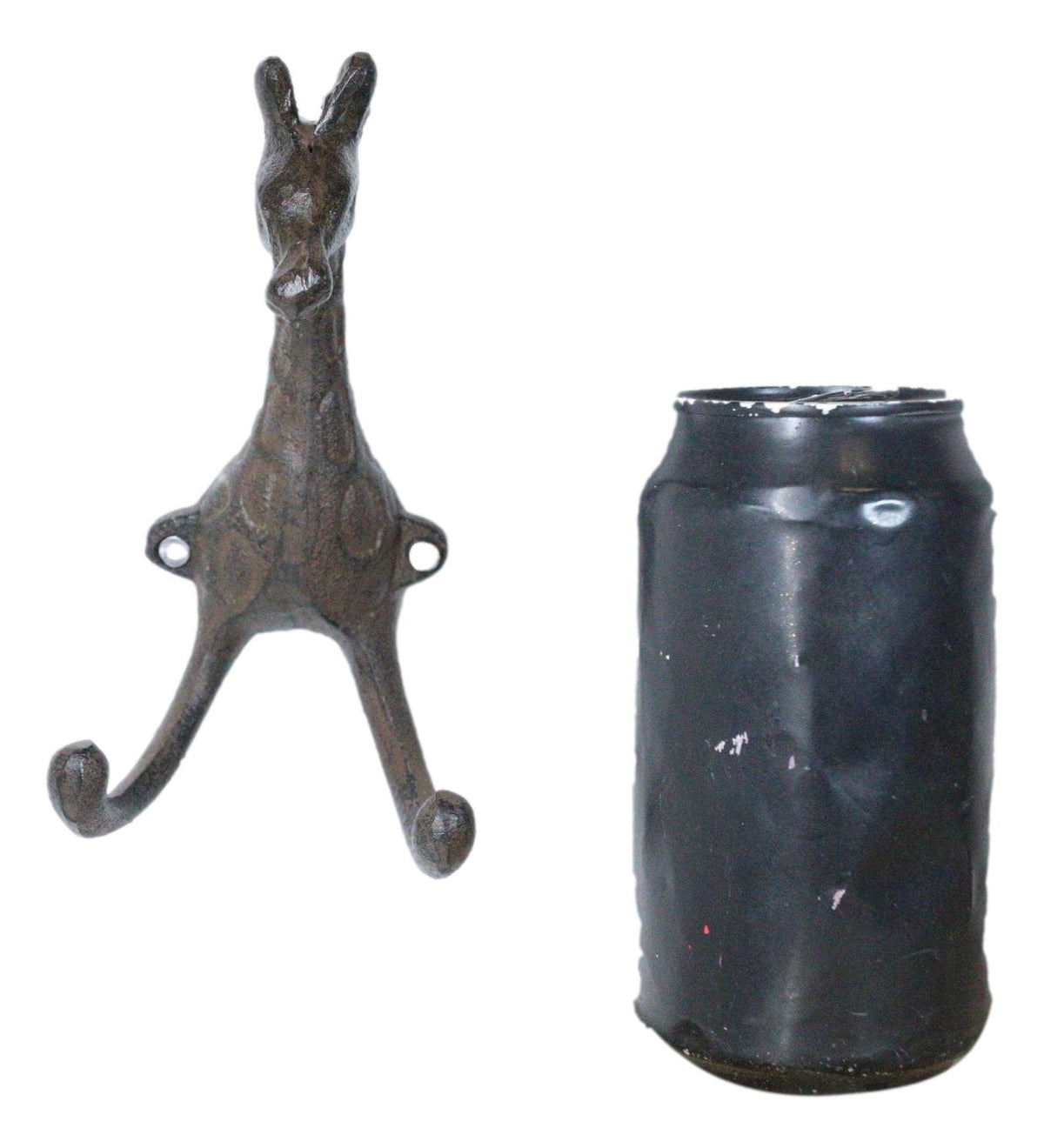 Pack Of 2 Cast Iron Safari Masai Giraffe Head Decor Double Wall Coat Towel Hooks - Ebros Gift