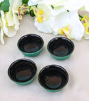Soft Green Textured Japanese Tetsubin Style Cast Iron Mini Tea Cups Set of 4
