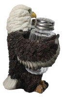 American Patriotic Bald Eagle Salt and Pepper Shaker Holder With Glass Shakers