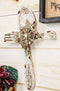 Rustic Vintage Faux Distressed Wood Spoon And Fork Tooled Flowers Wall Cross