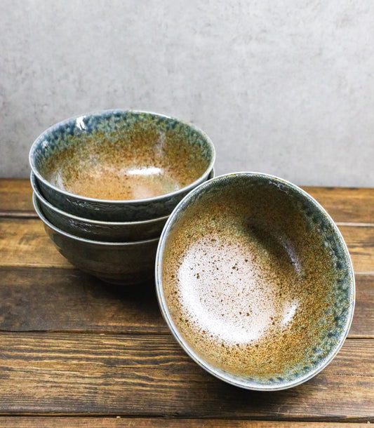 Set Of 4 Japanese Sunaji Kairagi Porcelain Medium Pasta Rice Soup Bowls 32oz