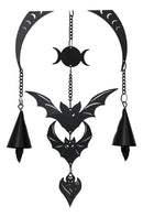 Macabre Dark Evolution Flying Bats With Phases Of The Moon Hanging Decoration