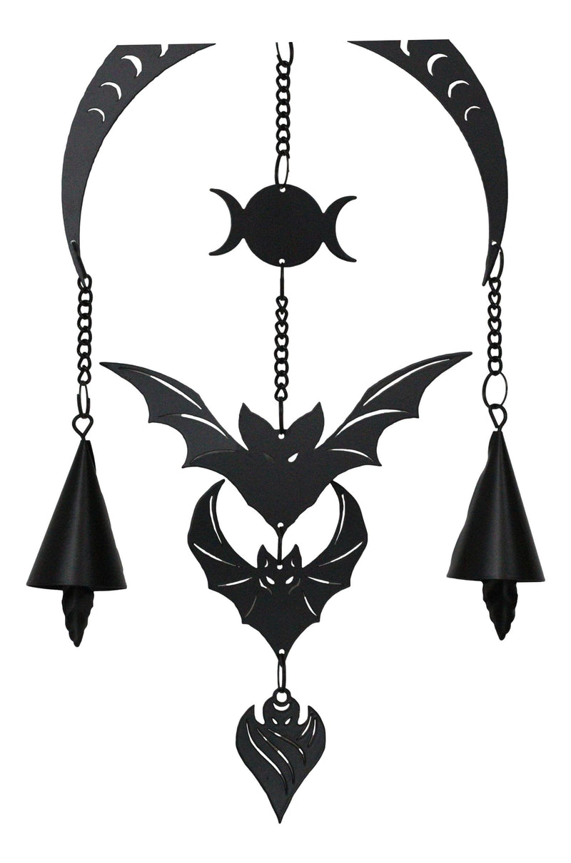 Macabre Dark Evolution Flying Bats With Phases Of The Moon Hanging Decoration