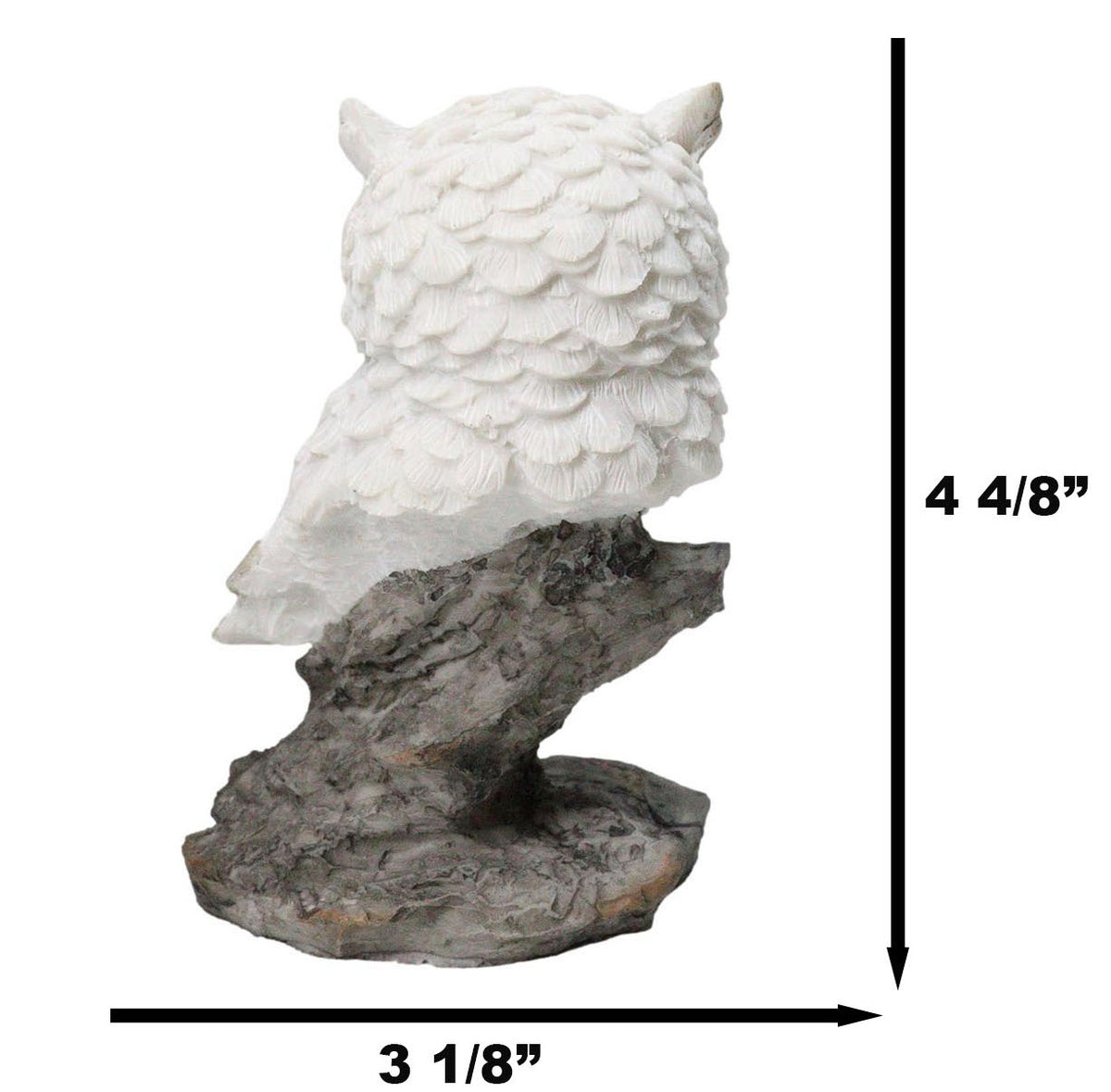 Whimsical White Snow Night Owl Perching On Tree Branch Figurine Decor