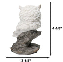 Whimsical White Snow Night Owl Perching On Tree Branch Figurine Decor