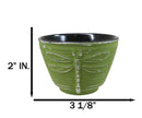 Pack Of 4 Green Tombo Dragonfly Cast Iron Tetsubin Textured Tea Cups 3oz
