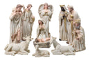 Christmas Nativity Mary Joseph Jesus Wise Men Angel 11 Pc Figurines Off White 8"
