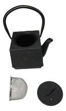 Black Traditional Square Tetsubin Medium Cast Iron Teapot 28oz Tea Pot W/ Handle