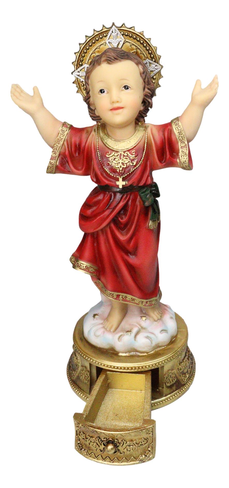Catholic Santo Nino Divine Child Jesus Christ with Rosary Drawer Box Figurine - Ebros Gift